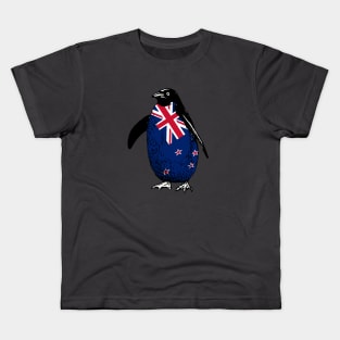 Cute New Zealand Penguin | Vintage Penguin Supporting New Zealand All The Way Kids T-Shirt